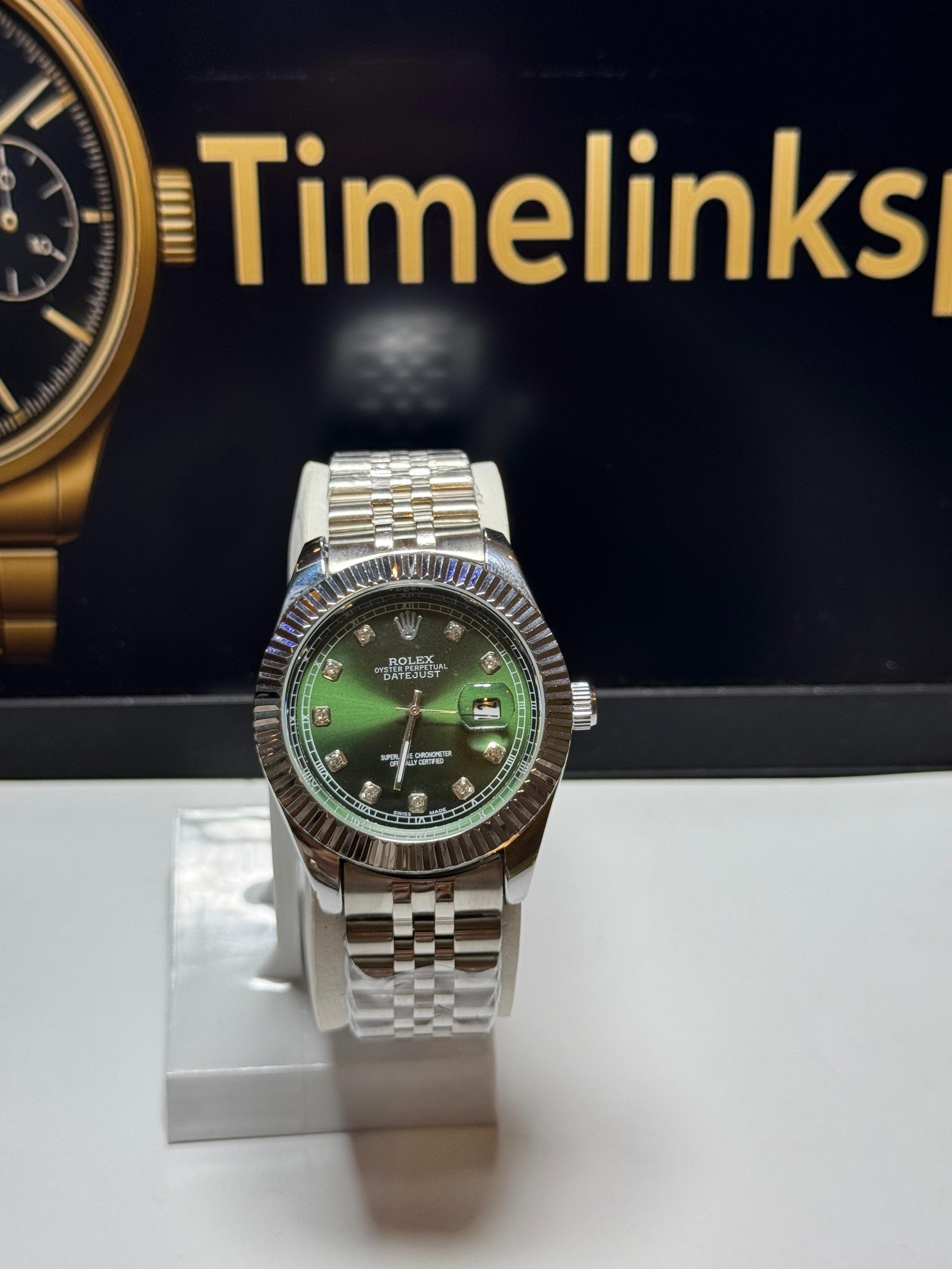 Rolex date just in silver jubilee chain luxury watch